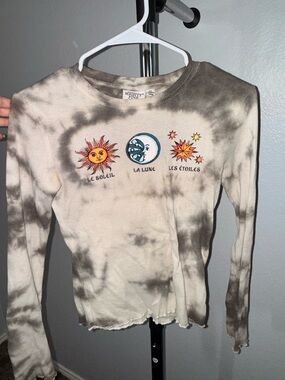 Mighty Fine Cream Tie-Dye Celestial Graphic Long Sleeve